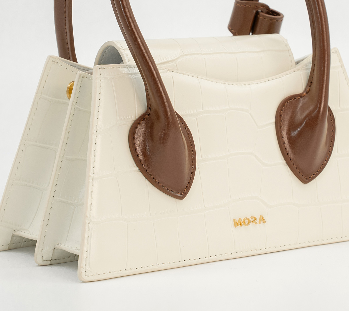 Mini Full Grain Genuine Leather Top-Handle/Shoulder bag- Ivory Elegance by MORA Collection - Image 3
