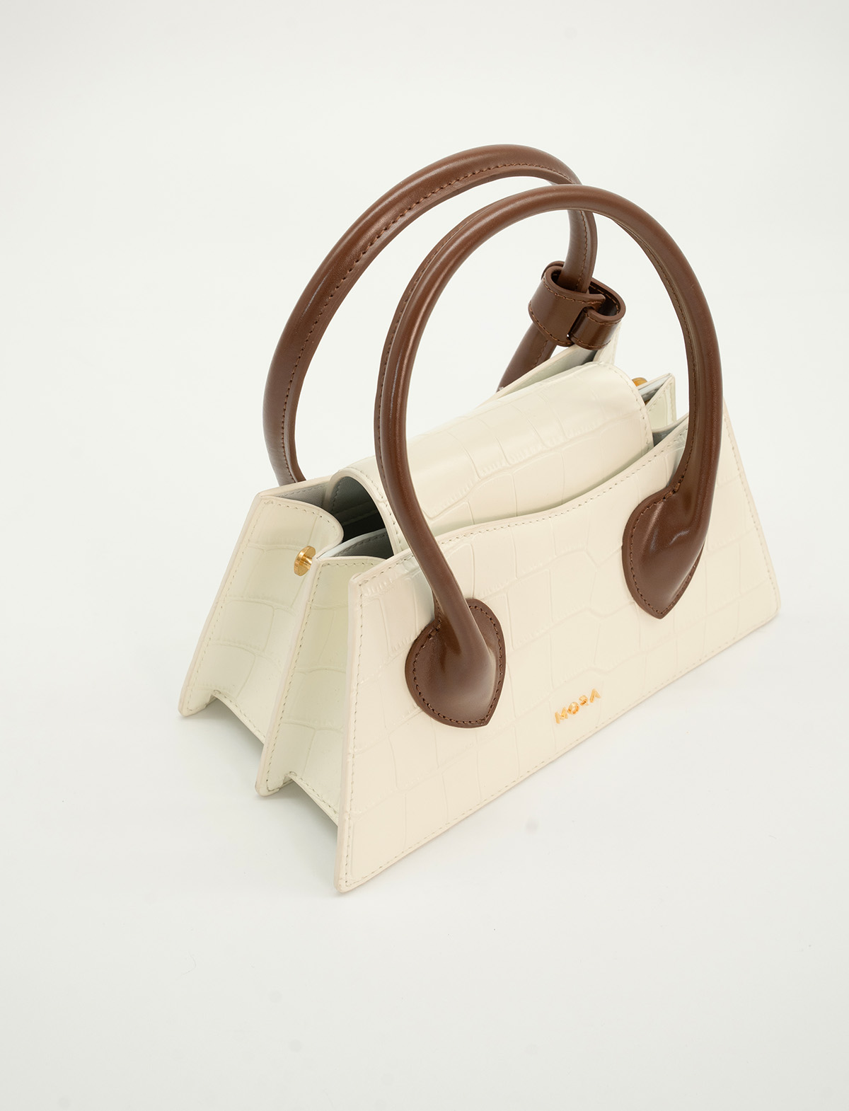 Mini Full Grain Genuine Leather Top-Handle/Shoulder bag- Ivory Elegance by MORA Collection - Image 9