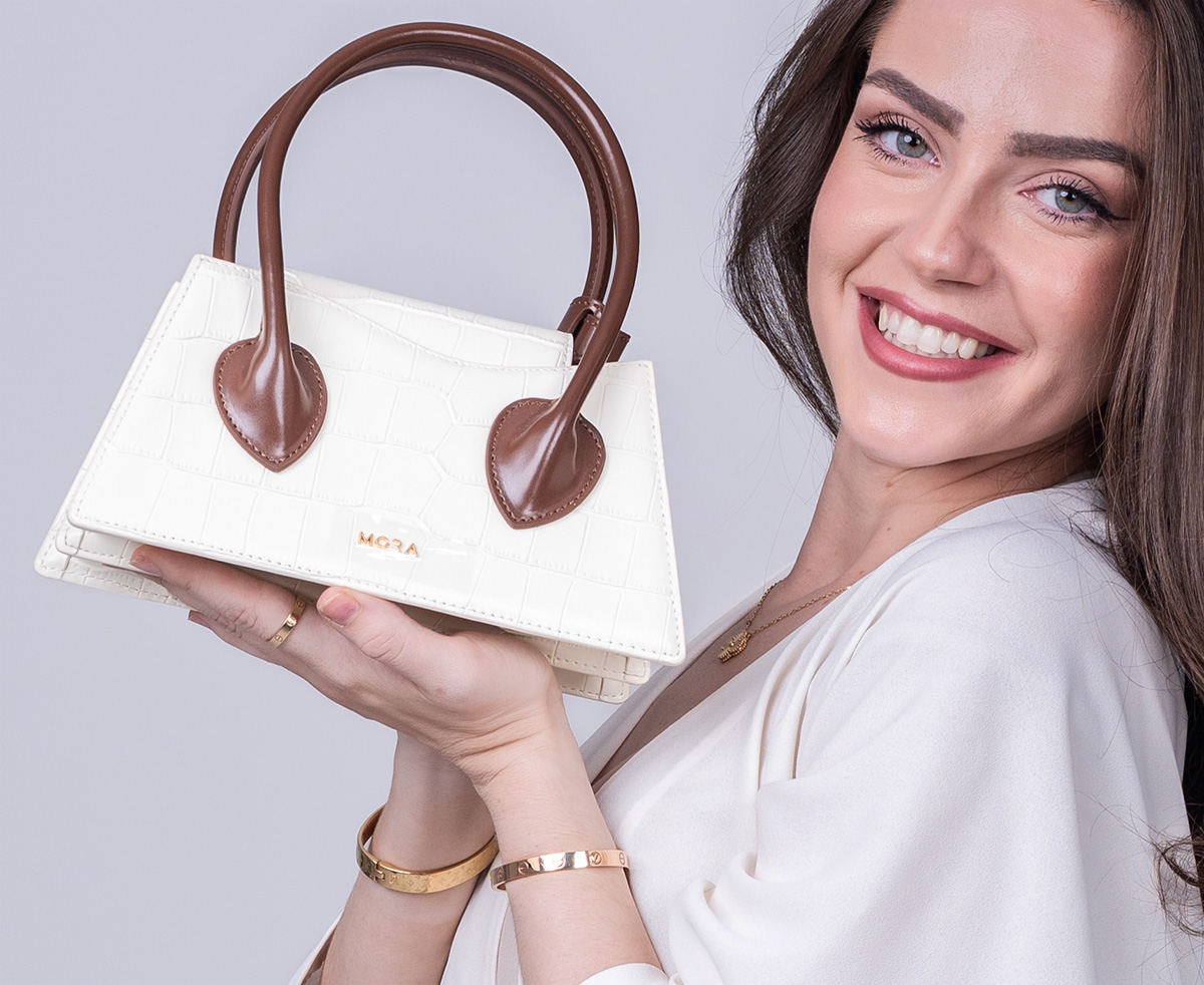 Mini Full Grain Genuine Leather Top-Handle/Shoulder bag- Ivory Elegance by MORA Collection - Image 4